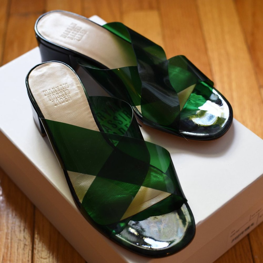 Maryam Nassir Zadeh Lauren Jelly Sandals Slides Green 37.5 (best fit 6 or 6.5)
